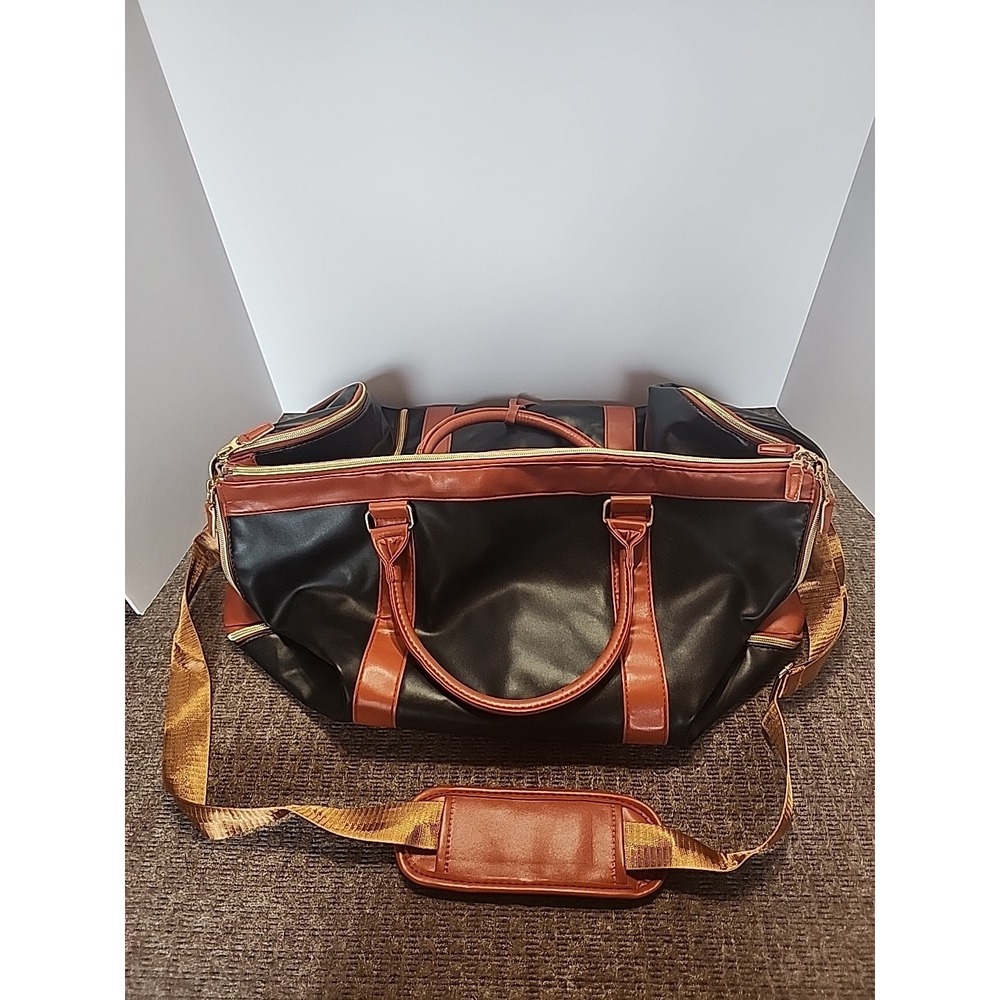 Travel Duffel Bag in Black and Brown